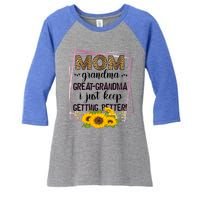 Mom Grandma Greatfunny Giftgrandma I Just Keep Getting Better Leopard Gift Women's Tri-Blend 3/4-Sleeve Raglan Shirt