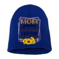 Mom Grandma Greatfunny Giftgrandma I Just Keep Getting Better Leopard Gift Short Acrylic Beanie