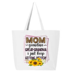 Mom Grandma Greatfunny Giftgrandma I Just Keep Getting Better Leopard Gift 25L Jumbo Tote