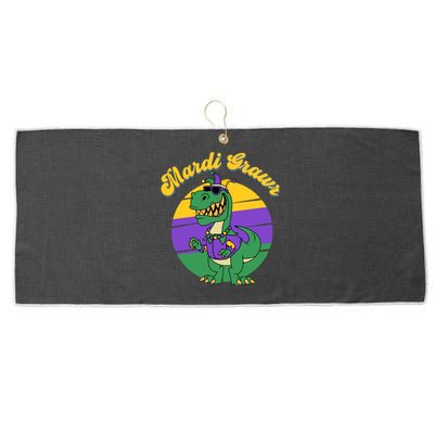 Mardi Gras Grawr T Rex Dinosaur Mardi Gras Large Microfiber Waffle Golf Towel