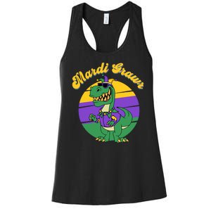 Mardi Gras Grawr T Rex Dinosaur Mardi Gras Women's Racerback Tank