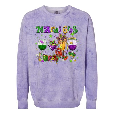 Mardi Gras Glass Of Wine Drinking Team Wine Festival Parade Colorblast Crewneck Sweatshirt