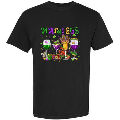 Mardi Gras Glass Of Wine Drinking Team Wine Festival Parade Garment-Dyed Heavyweight T-Shirt