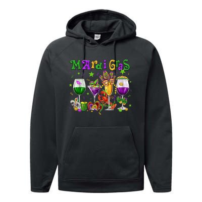 Mardi Gras Glass Of Wine Drinking Team Wine Festival Parade Performance Fleece Hoodie