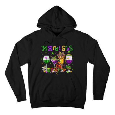 Mardi Gras Glass Of Wine Drinking Team Wine Festival Parade Hoodie