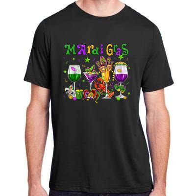 Mardi Gras Glass Of Wine Drinking Team Wine Festival Parade Adult ChromaSoft Performance T-Shirt