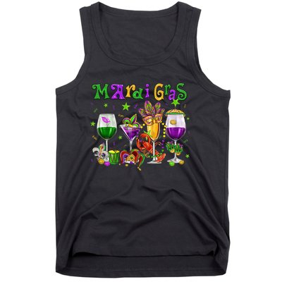 Mardi Gras Glass Of Wine Drinking Team Wine Festival Parade Tank Top