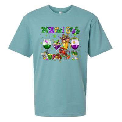 Mardi Gras Glass Of Wine Drinking Team Wine Festival Parade Sueded Cloud Jersey T-Shirt