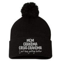 Mom Grandma Great Grandma Pom Pom 12in Knit Beanie