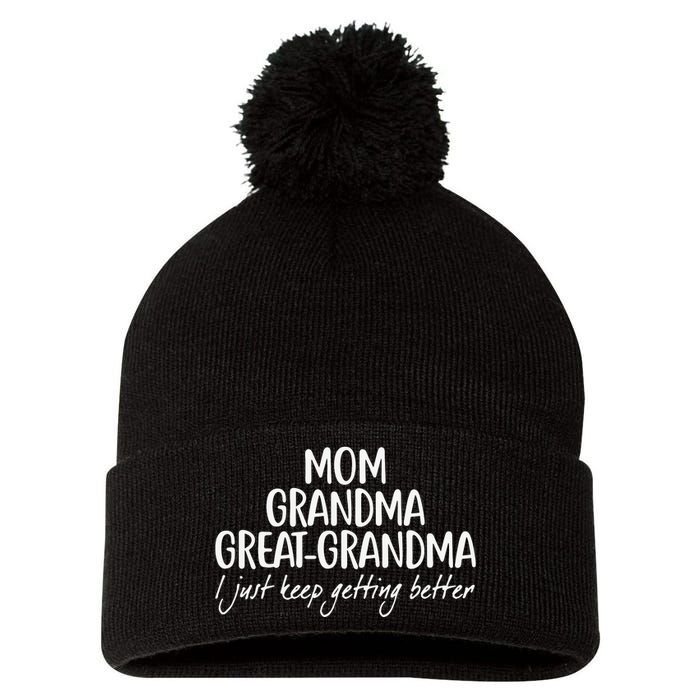 Mom Grandma Great Grandma Pom Pom 12in Knit Beanie