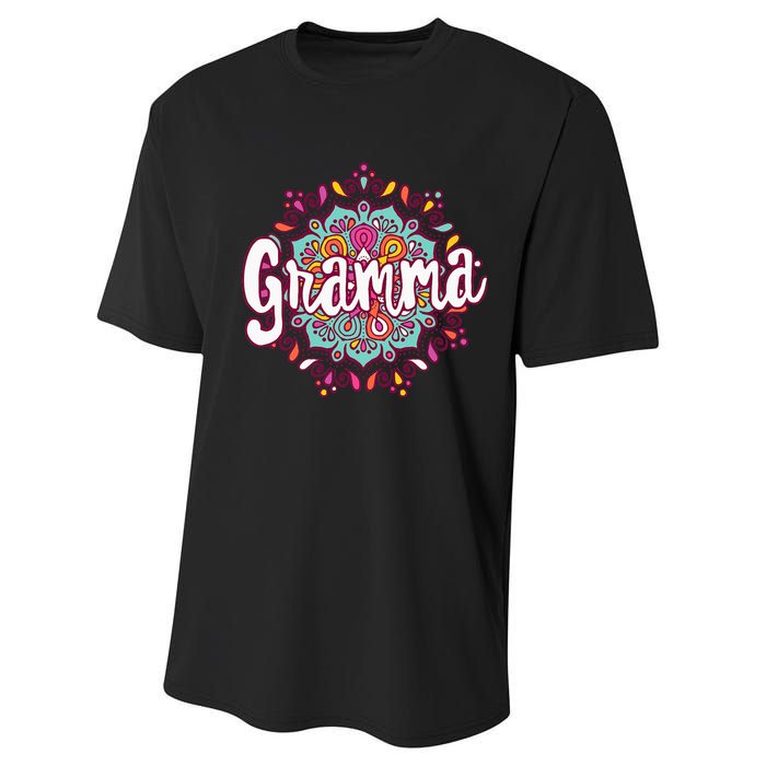 Mandala Gramma  Grandma Christmas Birthday Mothers Day Performance Sprint T-Shirt