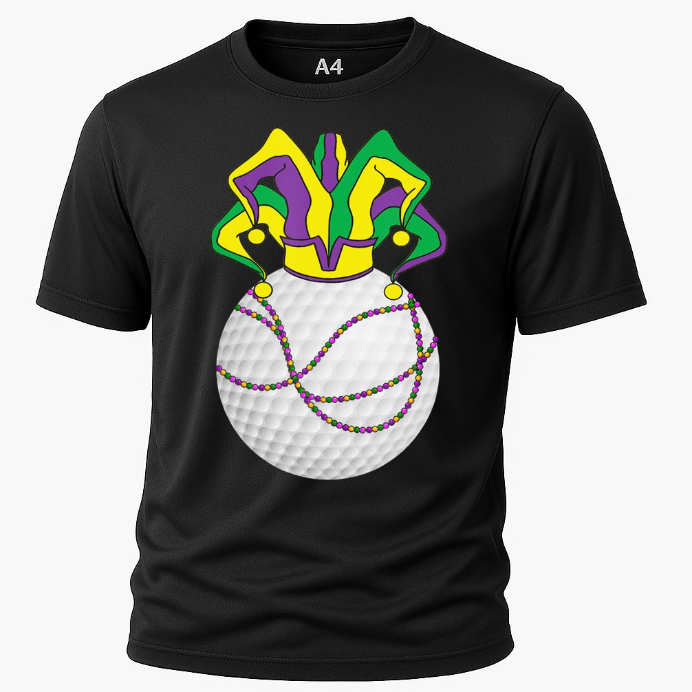 Mardi Gras Golf Jester Hat Funny Festival Party Cooling Performance Crew T-Shirt