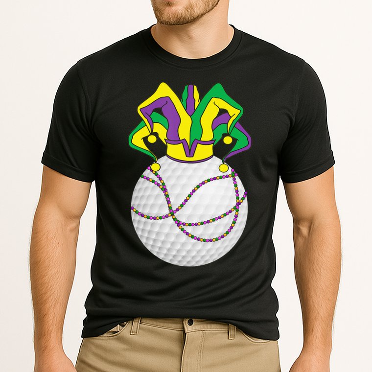 Mardi Gras Golf Jester Hat Funny Festival Party Cooling Performance Crew T-Shirt