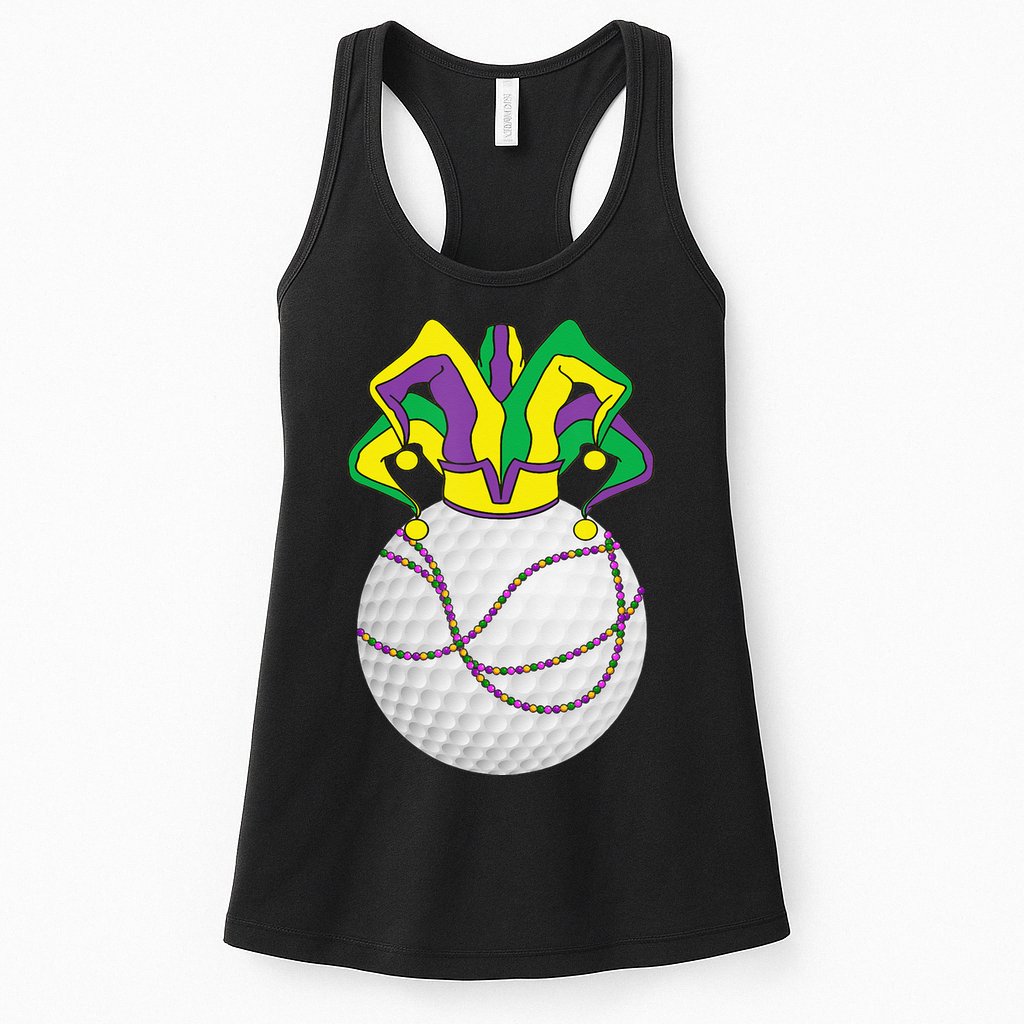 Mardi Gras Golf Jester Hat Funny Festival Party Womens Tank Top