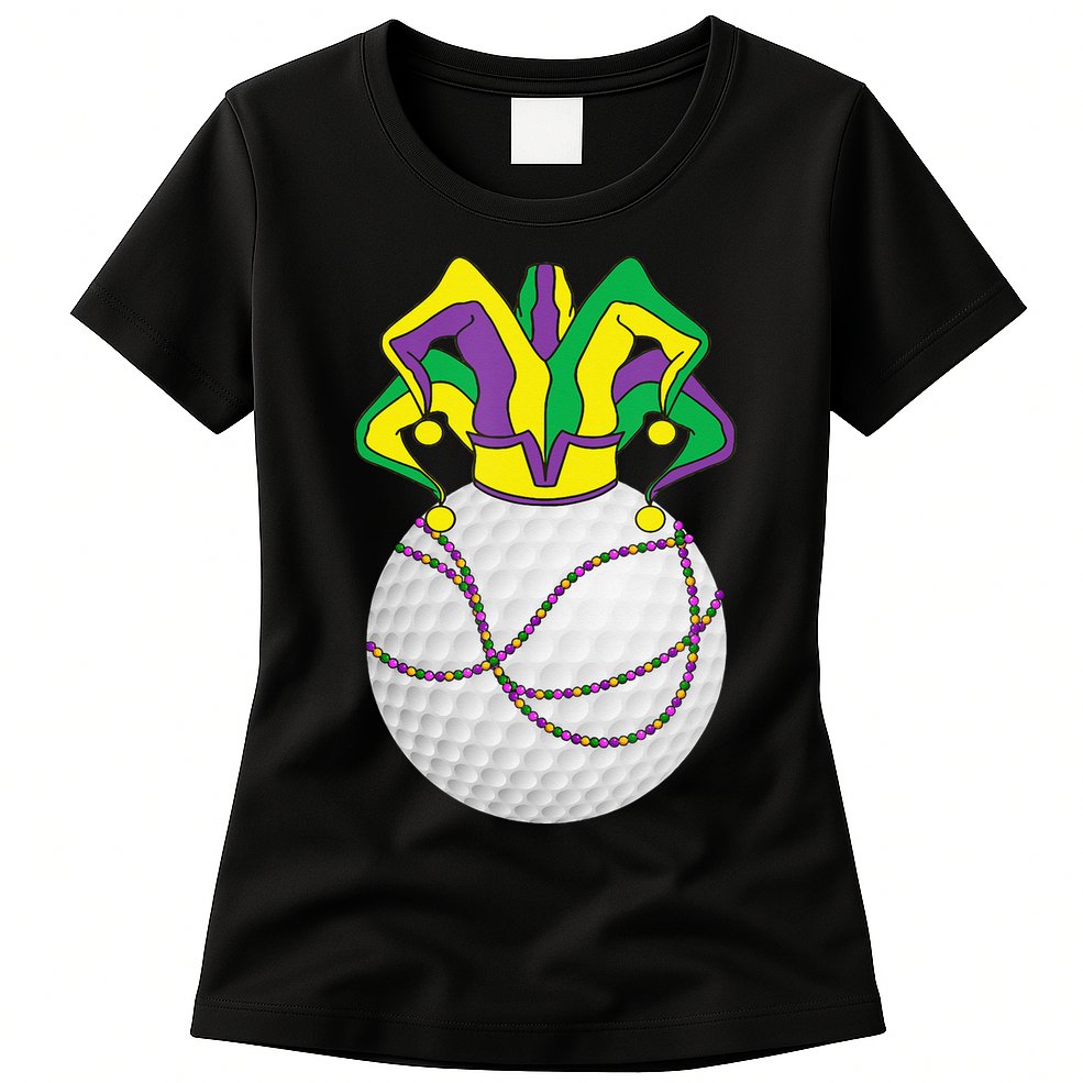 Mardi Gras Golf Jester Hat Funny Festival Party Womens T-Shirt