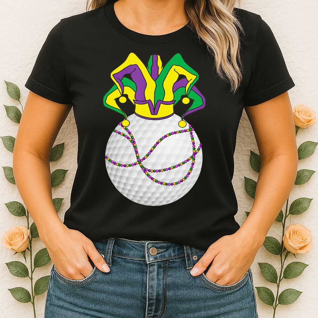 Mardi Gras Golf Jester Hat Funny Festival Party Womens T-Shirt