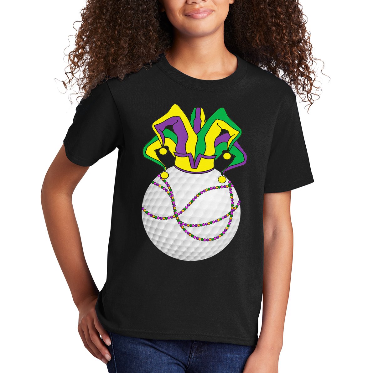 Mardi Gras Golf Jester Hat Funny Festival Party Kids T-Shirt