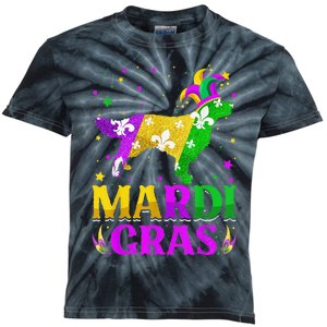 Mardi Gras Golden Retriever Dog Lover Carnival Jester Kids Tie-Dye T-Shirt