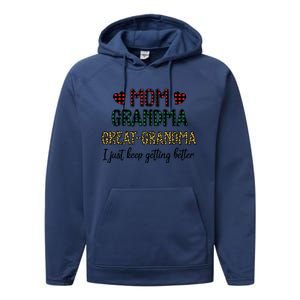 Mom Grandma Great Grandma Performance Fleece Hoodie