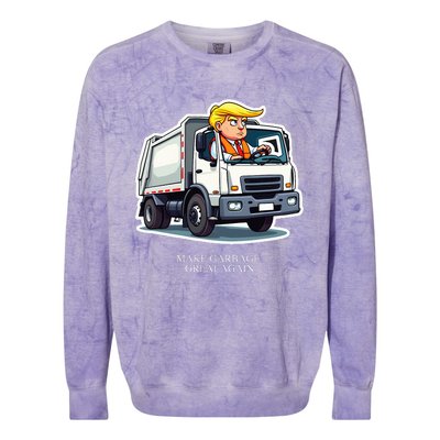 Make Garbage Great Again Funny Trump Garbage Truck Design Colorblast Crewneck Sweatshirt