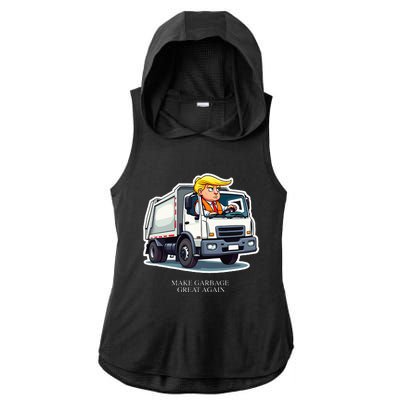 Make Garbage Great Again Funny Trump Garbage Truck Design Ladies PosiCharge Tri-Blend Wicking Draft Hoodie Tank