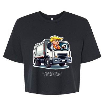 Make Garbage Great Again Funny Trump Garbage Truck Design Bella+Canvas Jersey Crop Tee