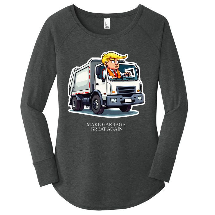 Make Garbage Great Again Funny Trump Garbage Truck Design Women's Perfect Tri Tunic Long Sleeve Shirt