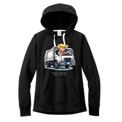 Make Garbage Great Again Funny Trump Garbage Truck Design Women's Fleece Hoodie