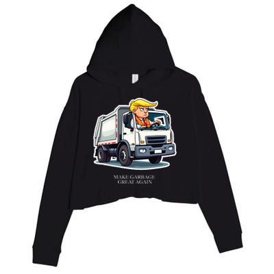 Make Garbage Great Again Funny Trump Garbage Truck Design Crop Fleece Hoodie