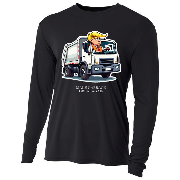 Make Garbage Great Again Funny Trump Garbage Truck Design Cooling Performance Long Sleeve Crew