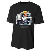 Make Garbage Great Again Funny Trump Garbage Truck Design Performance Sprint T-Shirt