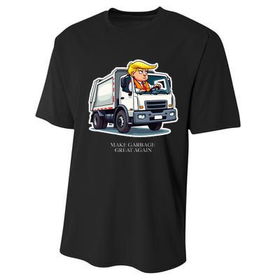 Make Garbage Great Again Funny Trump Garbage Truck Design Performance Sprint T-Shirt