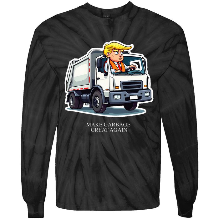 Make Garbage Great Again Funny Trump Garbage Truck Design Tie-Dye Long Sleeve Shirt