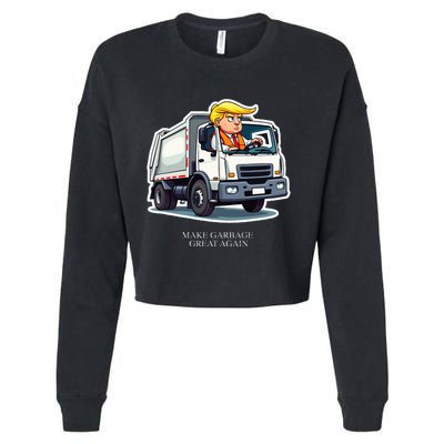 Make Garbage Great Again Funny Trump Garbage Truck Design Cropped Pullover Crew