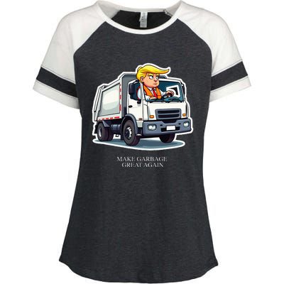 Make Garbage Great Again Funny Trump Garbage Truck Design Enza Ladies Jersey Colorblock Tee