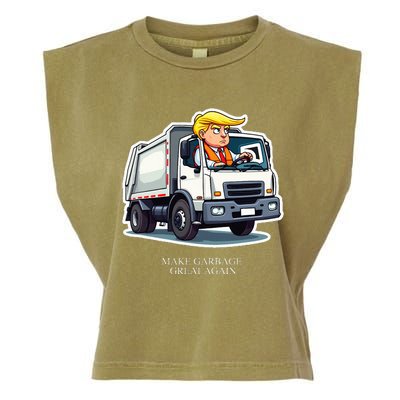 Make Garbage Great Again Funny Trump Garbage Truck Design Garment-Dyed Women's Muscle Tee