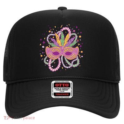 Mardi Gras Holiday High Crown Mesh Back Trucker Hat