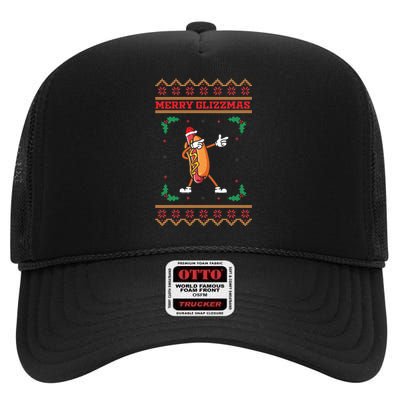 Merry Glizzmas Hot Ugly Christmas  High Crown Mesh Back Trucker Hat