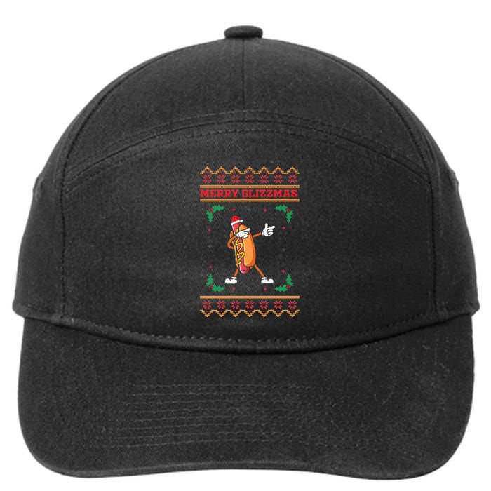 Merry Glizzmas Hot Ugly Christmas  7-Panel Snapback Hat