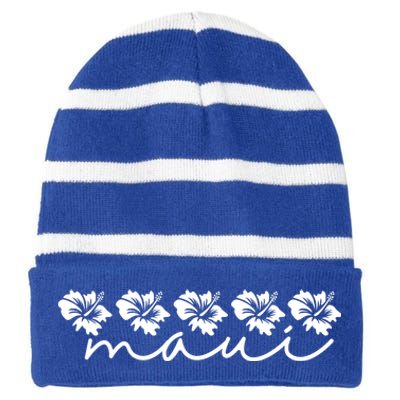 Maui Gift Hawaii Gift Family Vacation Hibiscus Striped Beanie with Solid Band