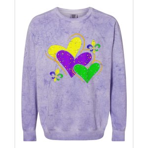 Mardi Gras Hearts Colorblast Crewneck Sweatshirt