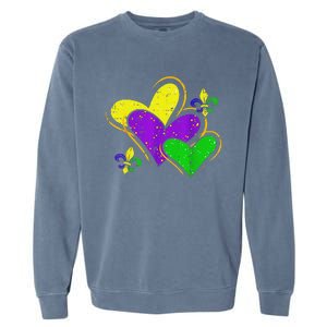 Mardi Gras Hearts Garment-Dyed Sweatshirt