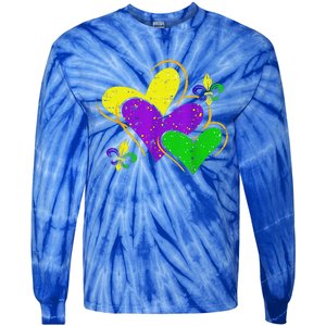 Mardi Gras Hearts Tie-Dye Long Sleeve Shirt