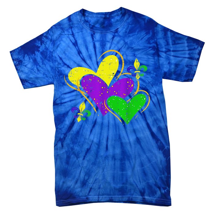 Mardi Gras Hearts Tie-Dye T-Shirt