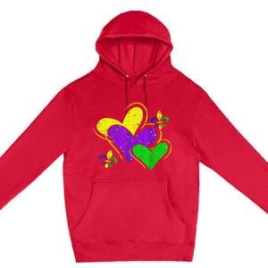 Mardi Gras Hearts Premium Pullover Hoodie