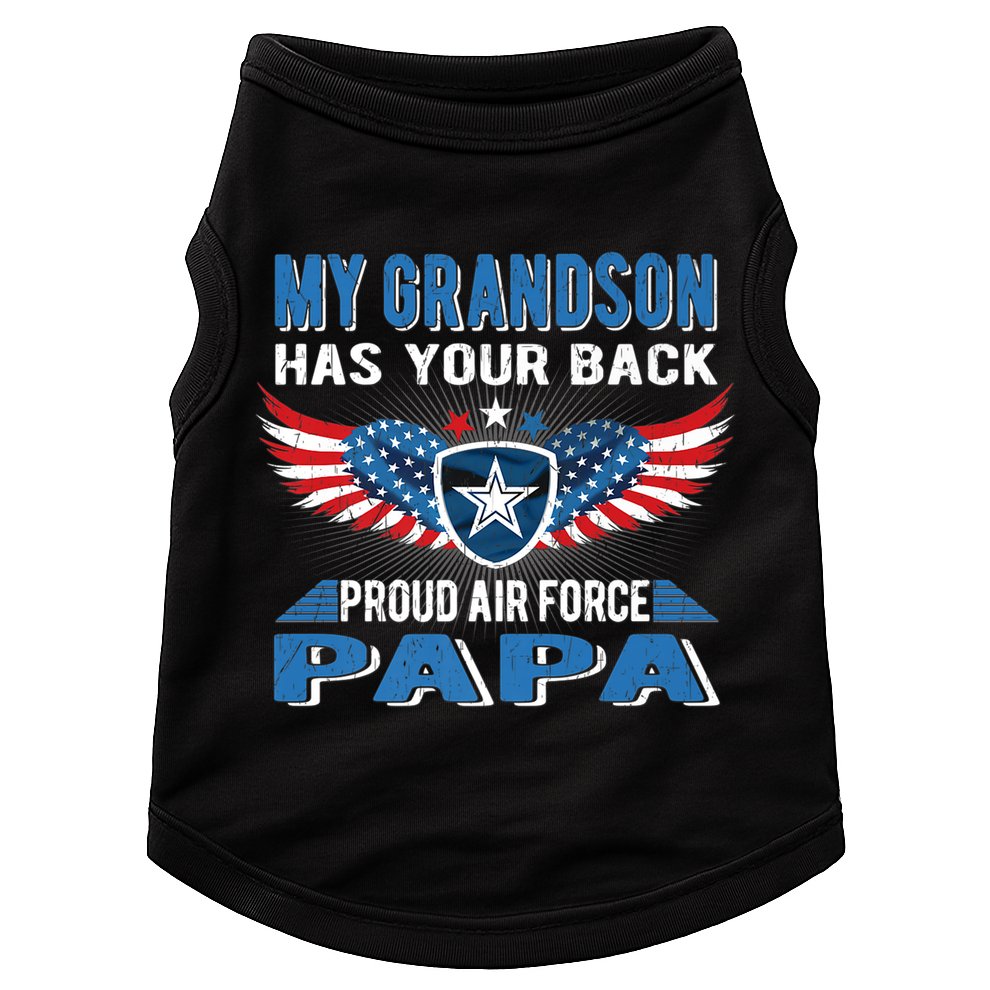 My Grandson Has Your Back Gift Proud Air Force Papa Grandpa Gift Doggie Tank