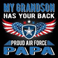 My Grandson Has Your Back Gift Proud Air Force Papa Grandpa Gift Doggie Tank