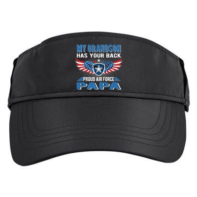 My Grandson Has Your Back Gift Proud Air Force Papa Grandpa Gift Adult Drive Performance Visor