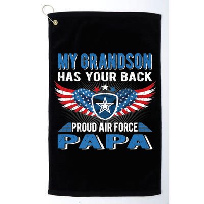 My Grandson Has Your Back Gift Proud Air Force Papa Grandpa Gift Golf Towel