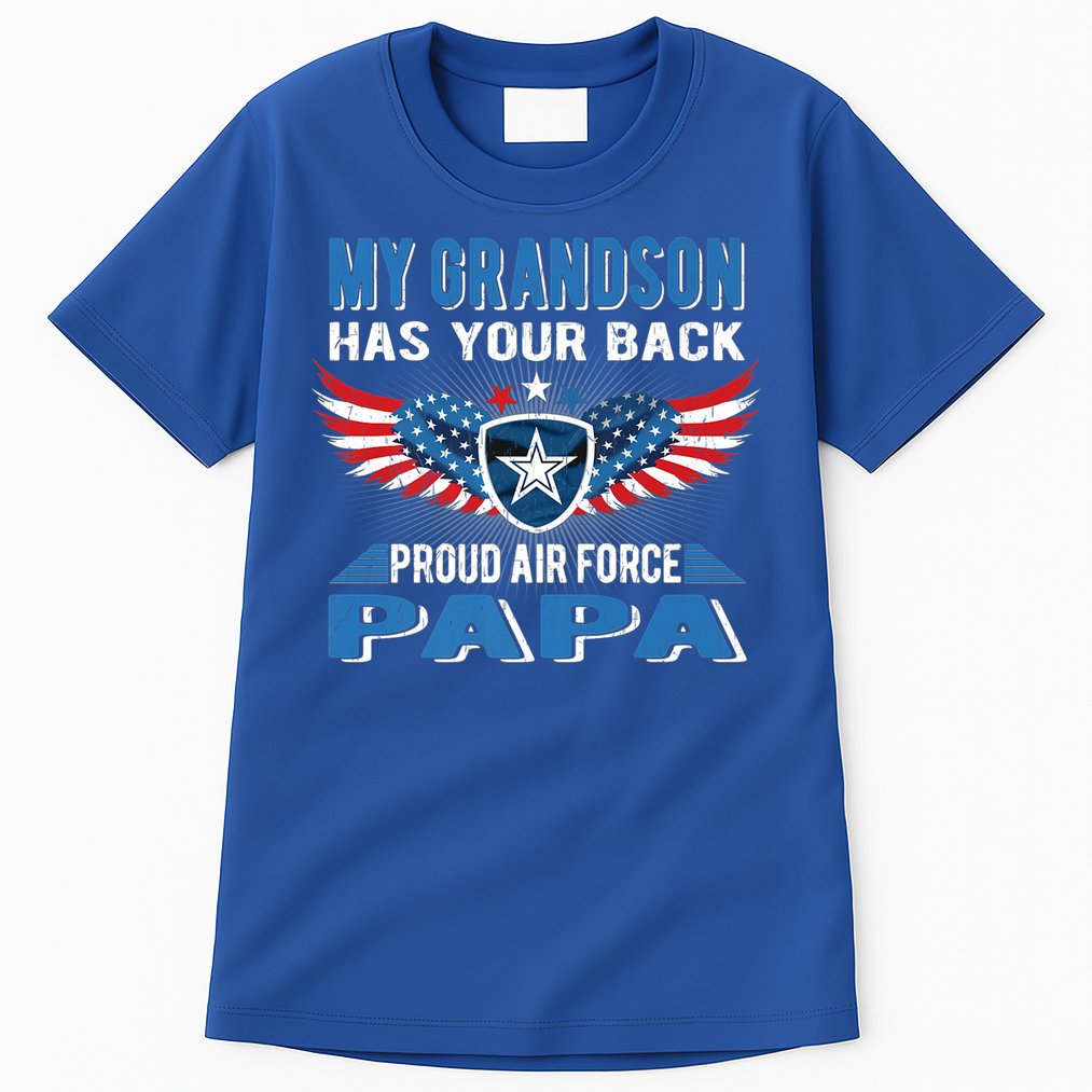 My Grandson Has Your Back Gift Proud Air Force Papa Grandpa Gift Tall T-Shirt
